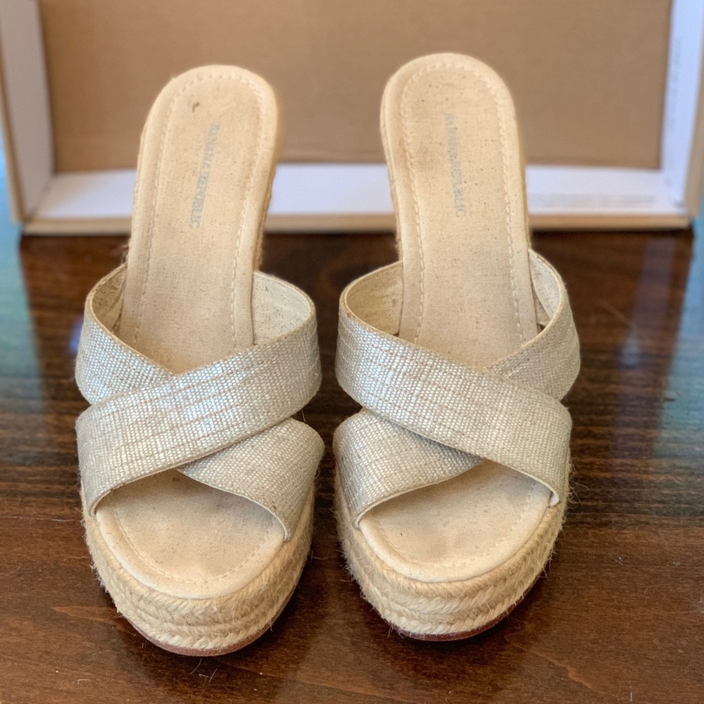 Banana Republic Silver Metallic Faith Platform Espadrilles